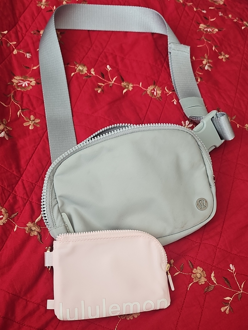 lululemon athletica Mint Green Crossbody Bag with Pale Pink Coin Pouch